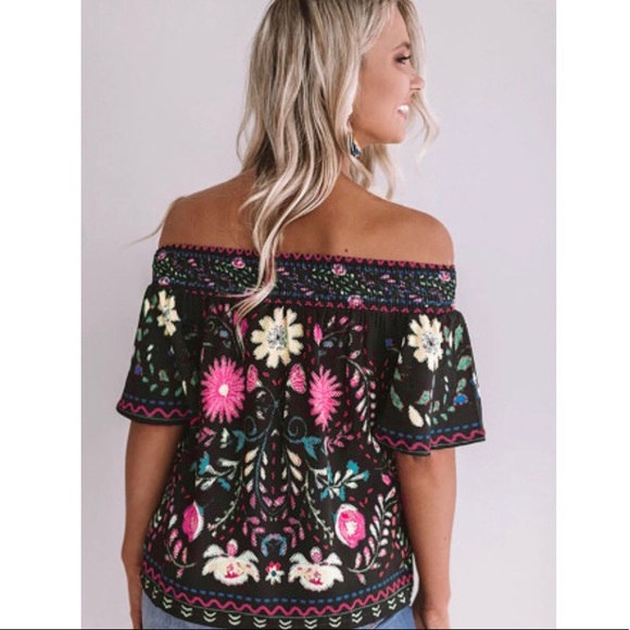 Plus! Black Floral Shift Top - Picture 2 of 9